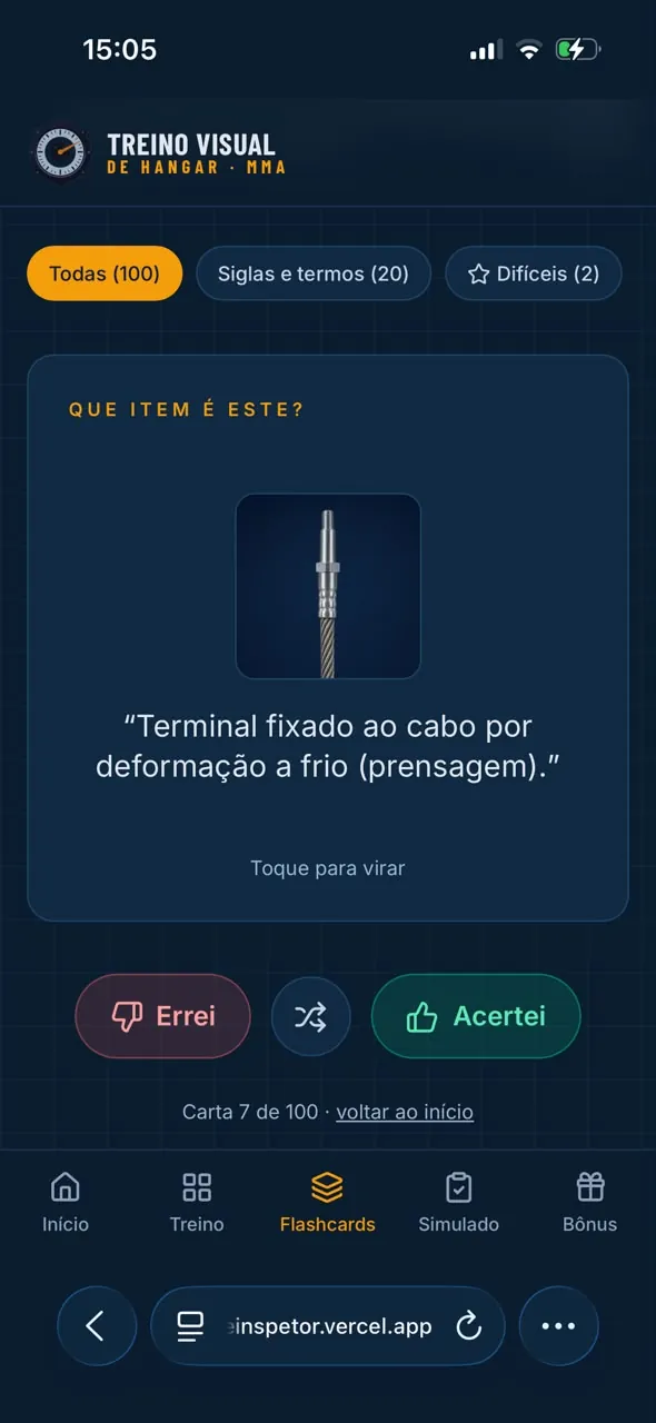 Flashcard de terminal prensado de cabo